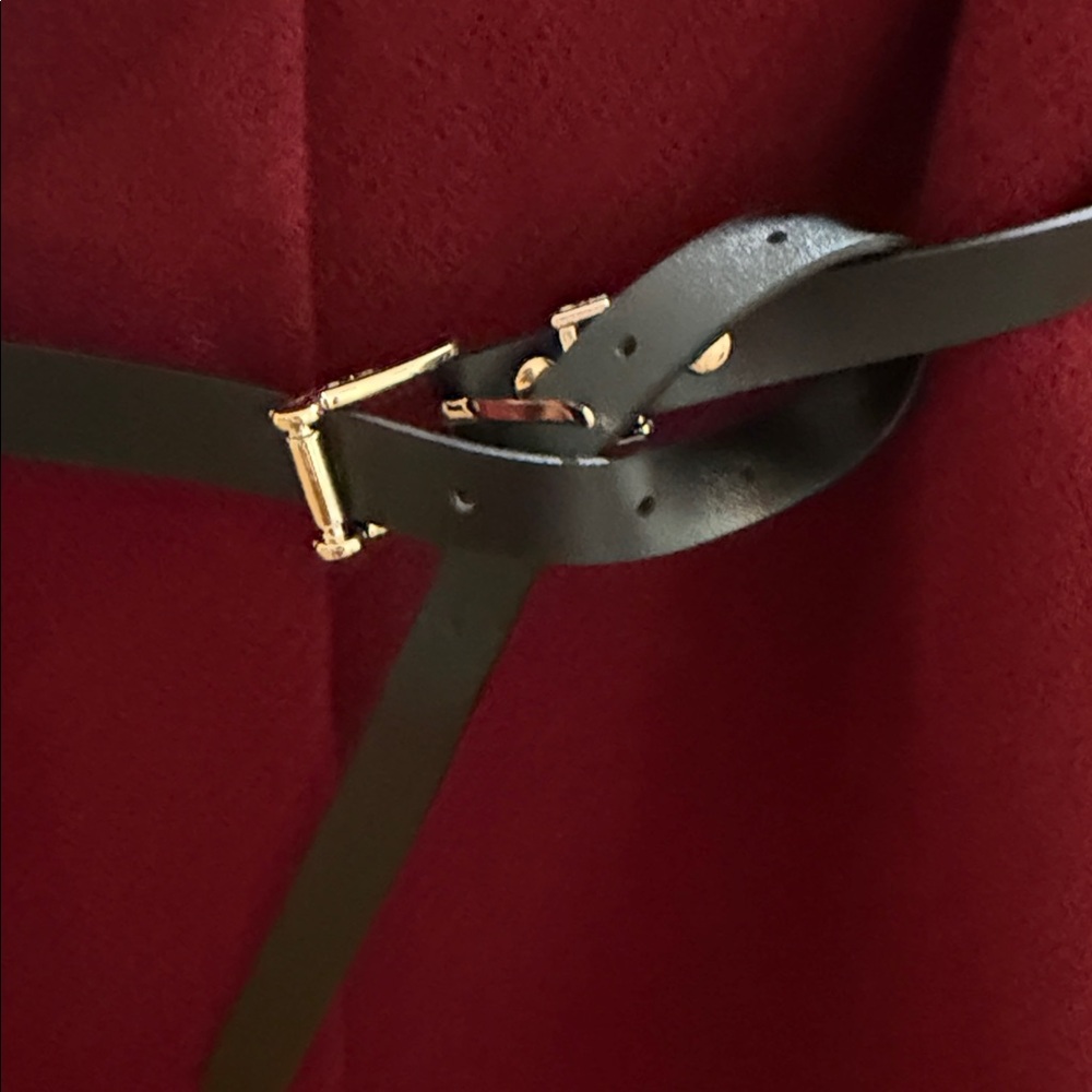 ShopEvelynne Deep Red Cape with Belt - Picture 2 of 4